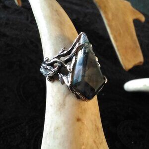 Moss agate ring